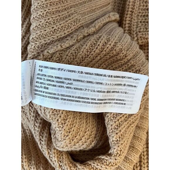 Hollister Womens Tan Ribbed Knit Mock Turtle Neck Sweater Dolman Sleeves Small - Picture 10 of 10